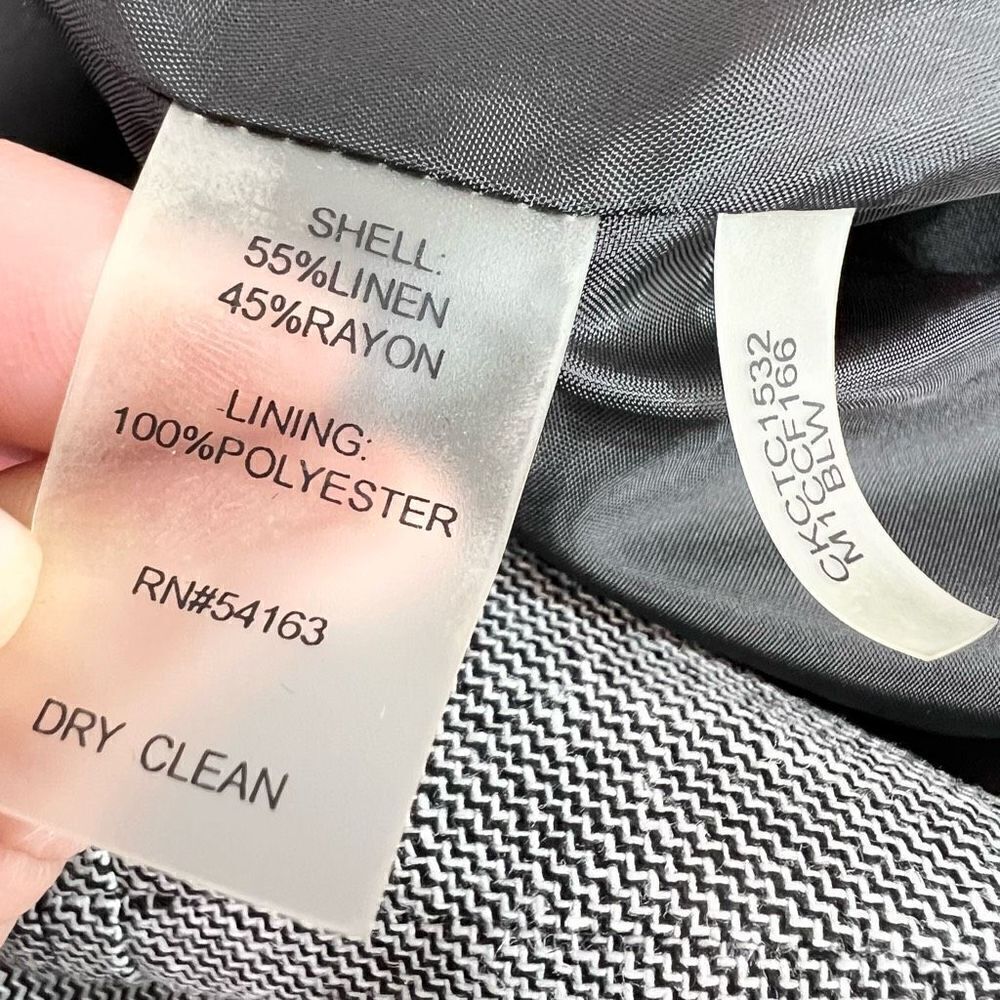 Calvin Klein Suit Womens 10 Black And White Linen Blend Double Breasted NWT - Picture 8 of 16